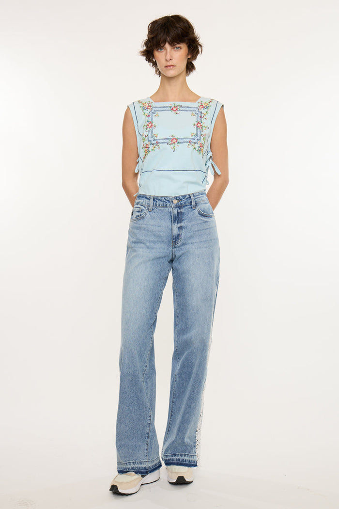 Women's High Rise Wide Leg Jeans - Medium Wash