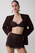 Gigi Lace Mini Shorts - Dark Chocolate