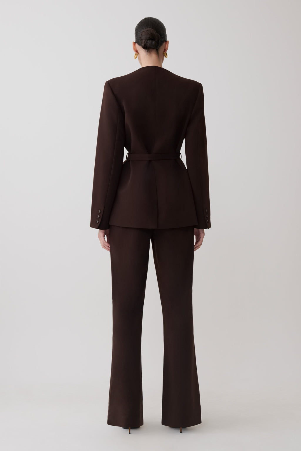 Darcie Fit And Flare Suiting Pants - Dark Chocolate