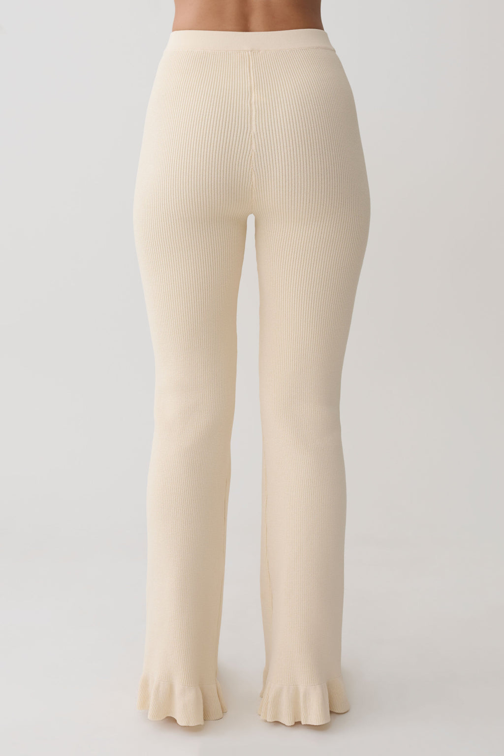 Suzie Ribbed Flared Pants - Ivory