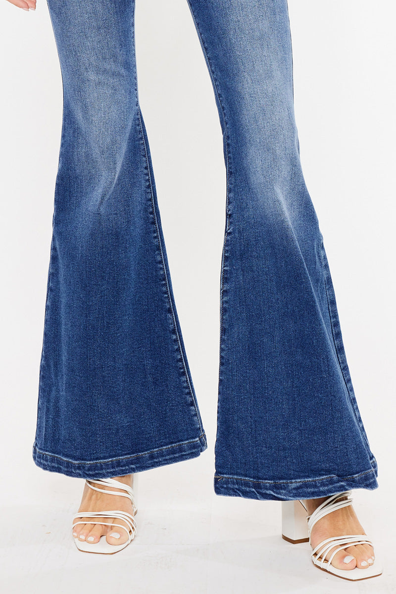 Women's High Rise Super Flare Jeans - Dark Wash / Medium Wash - view 14