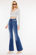 Women's High Rise Super Flare Jeans - Dark Wash / Medium Wash - view 9