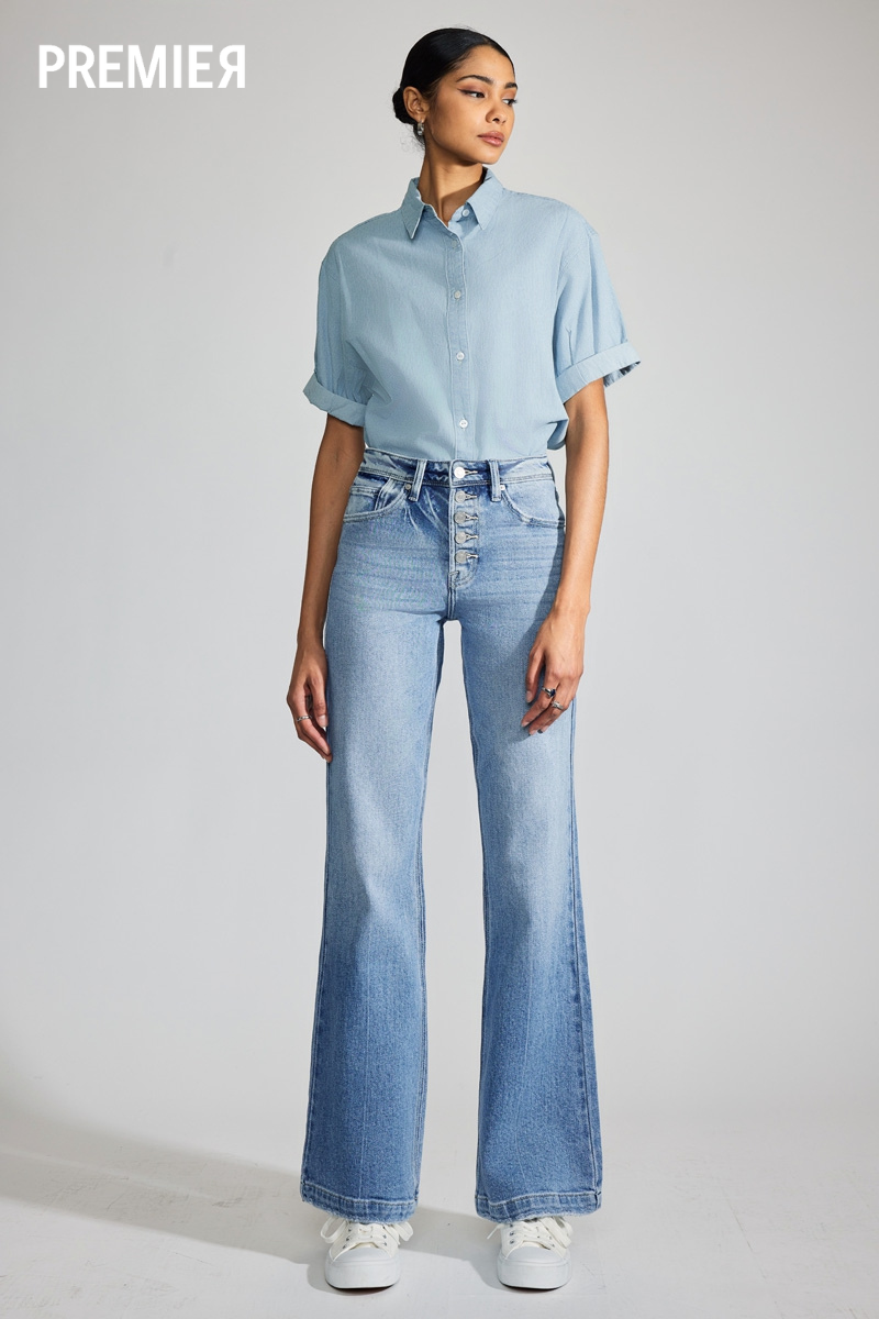 Women's Premier High Rise Holly Flare Jeans - Light Wash - view 2