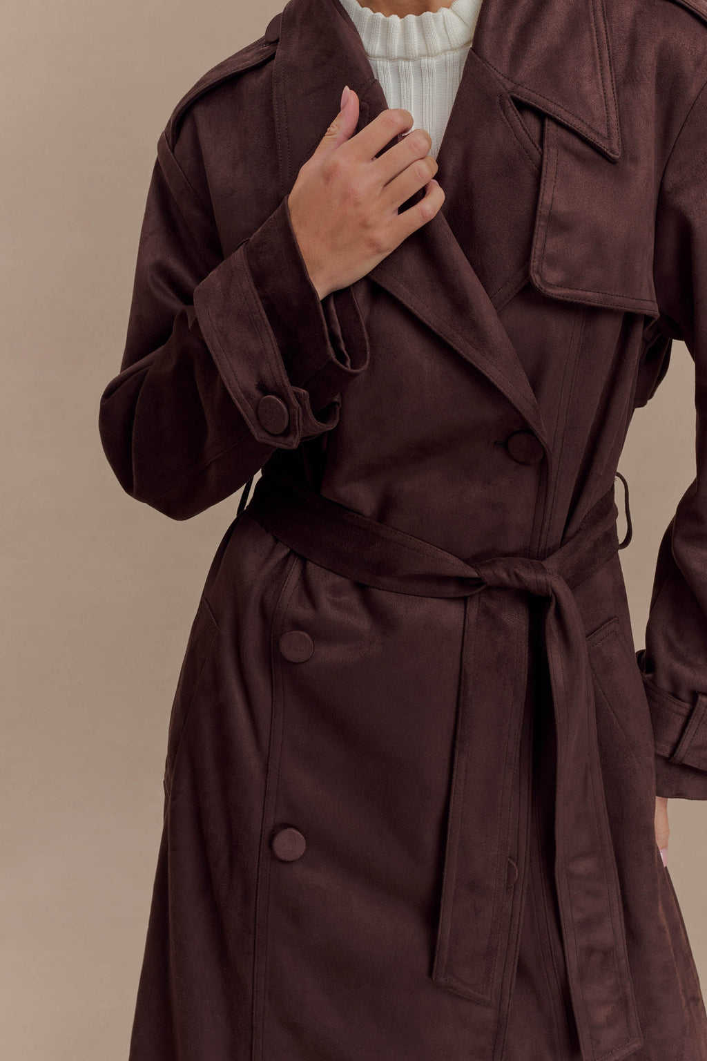 Marc Faux Suede Coat - Cocoa Chocolate