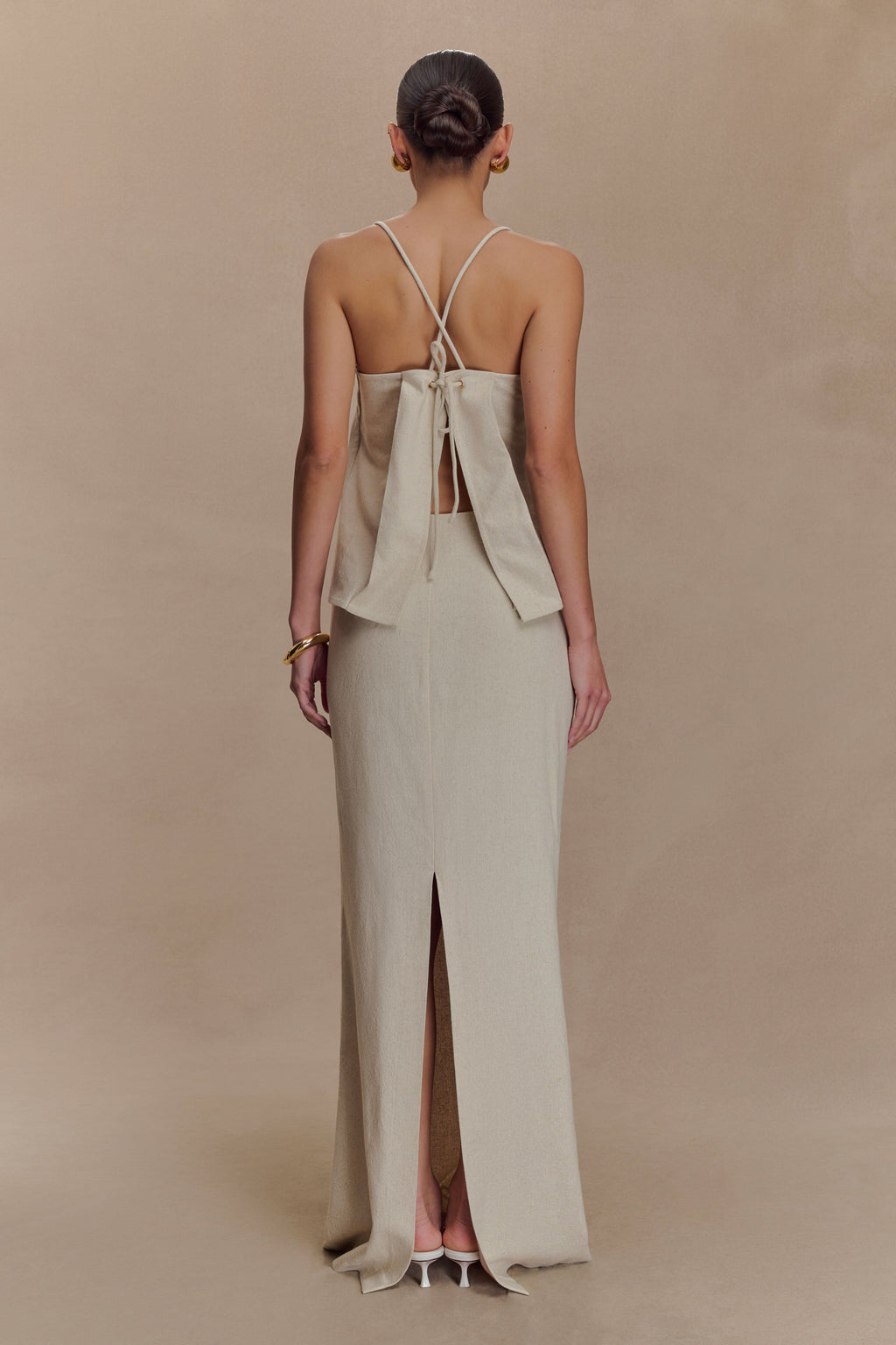 Casey Linen Corded Embroidered Linen Top - Natural