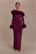 Karleigh Faux Fur Knit Maxi Dress - Plum