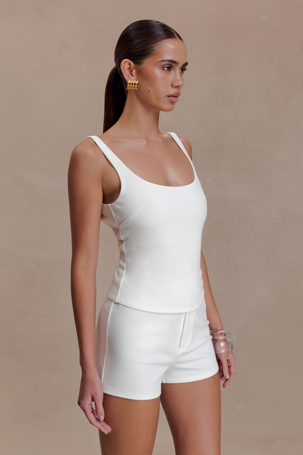 Blanca Stretch Crepe Cami Top - White