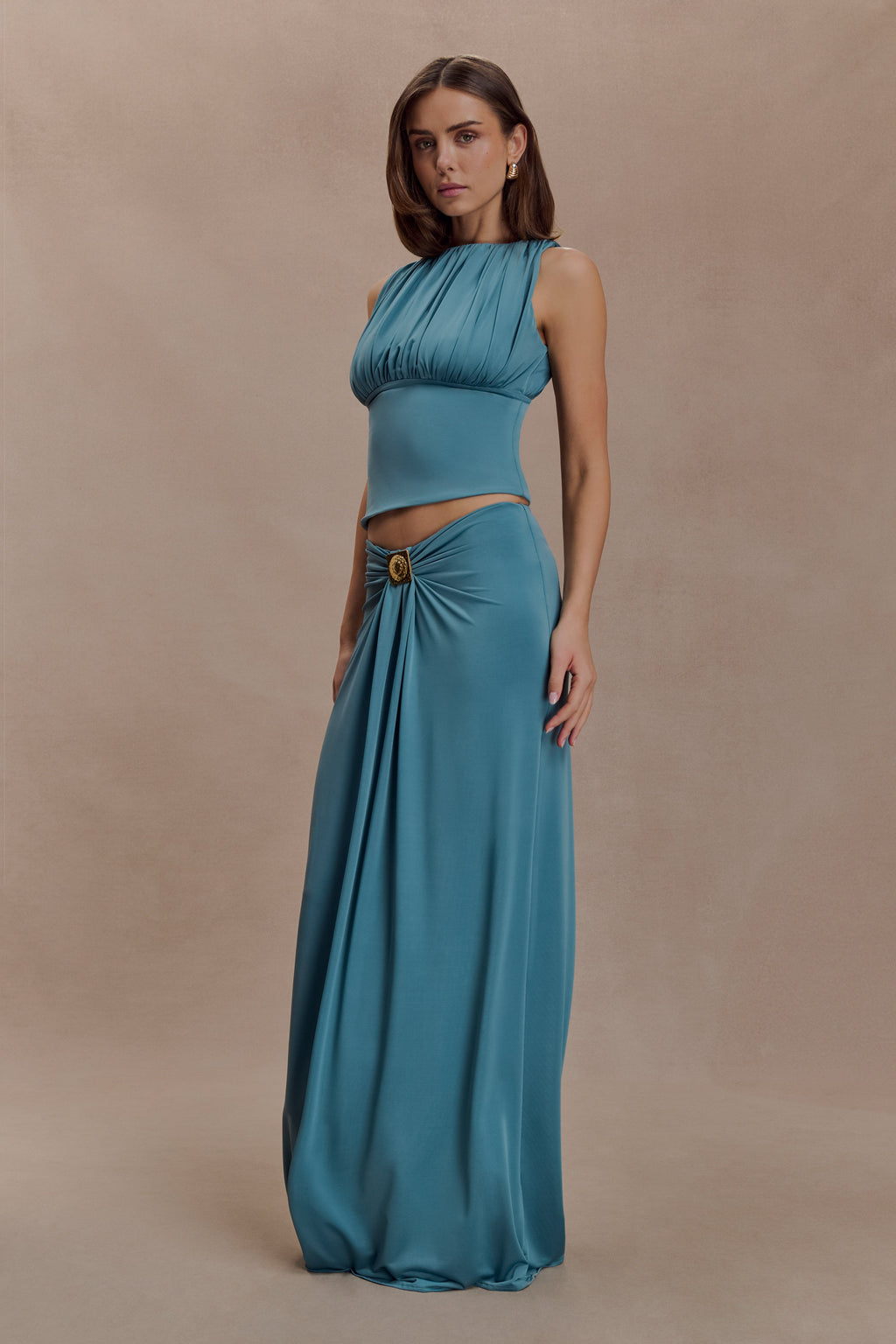 Erina Slinky Open Back Top - Teal