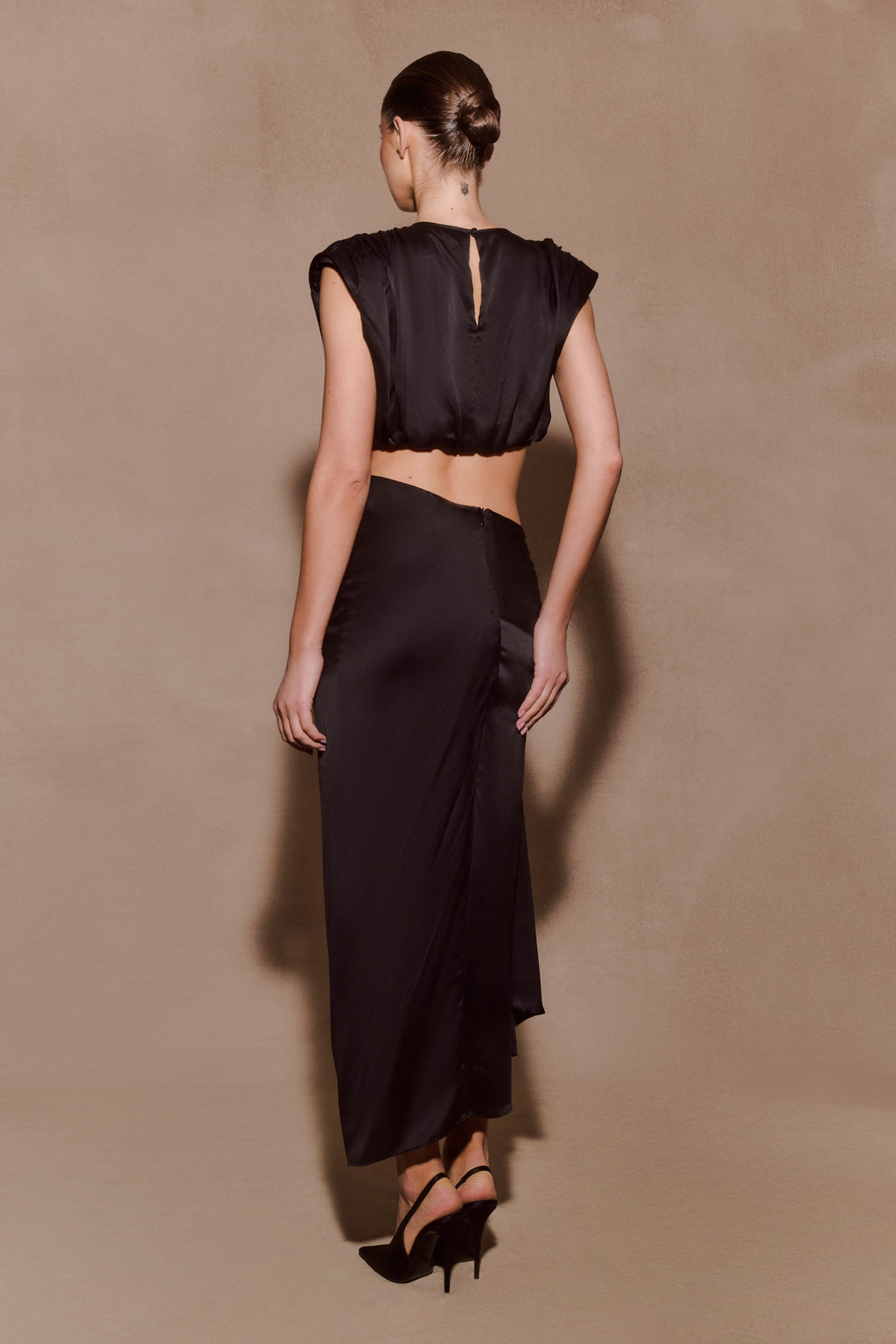 Zendaya Silk Crop Top - Black