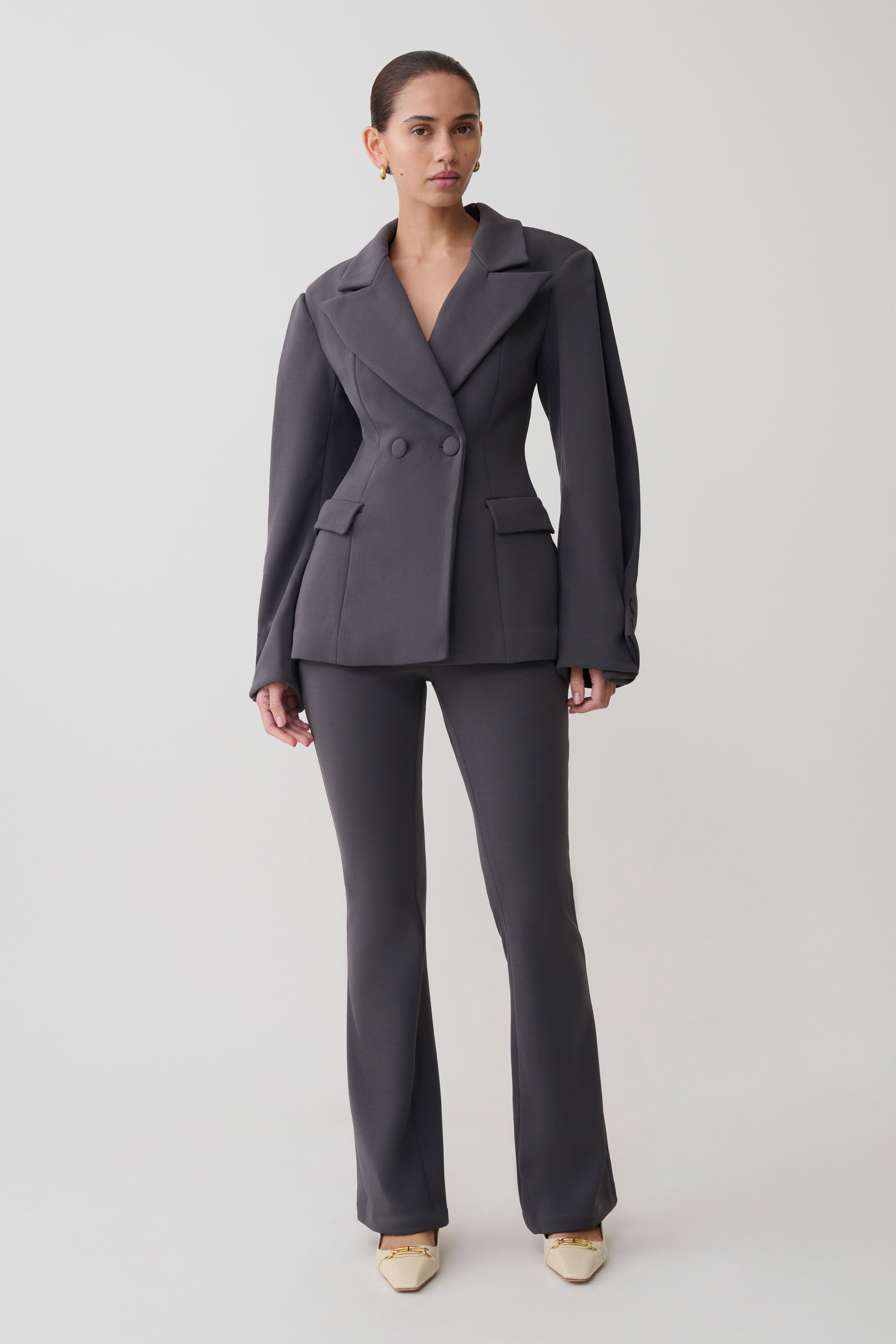 Marion Fit And Flare Pant - Charcoal Shadow