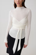 Lawson Wrap Knit Long Sleeve Top - White