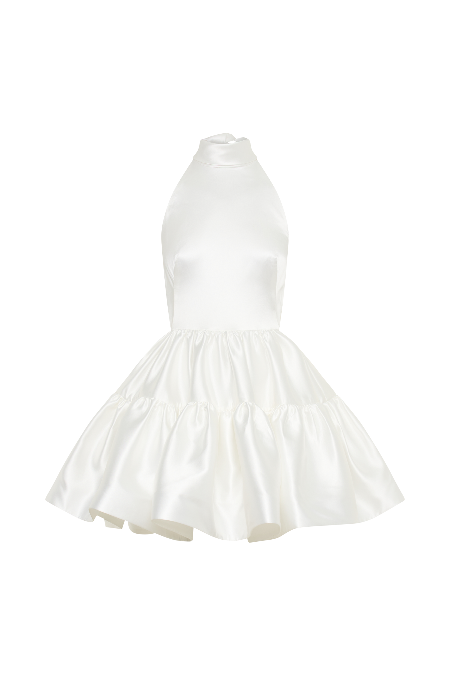 Dorota Satin Halter Mini Dress - White