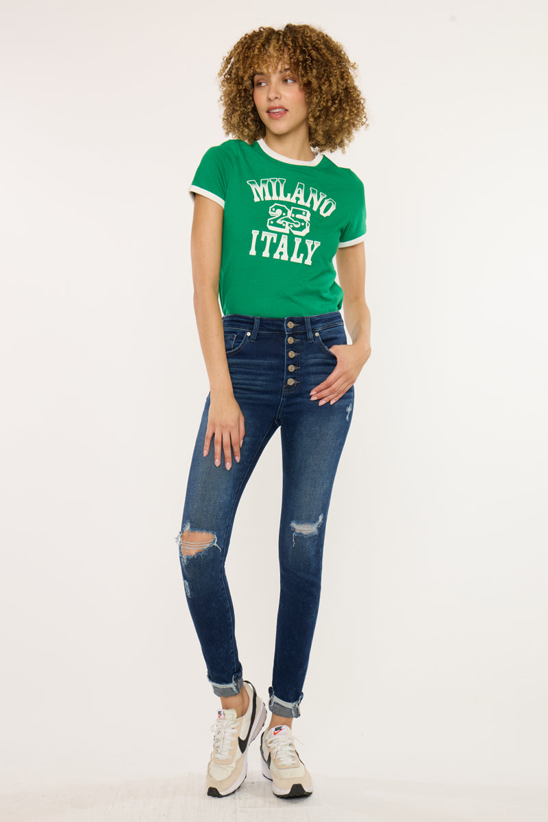 Women's High Rise Ankle Skinny Jeans - Dark Wash - Dark Wash (Style 145) - view 3