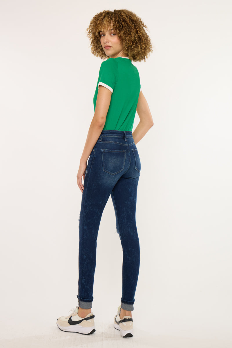 Women's High Rise Ankle Skinny Jeans - Dark Wash - Dark Wash (Style 145) - view 2