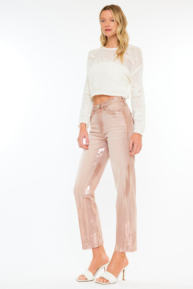 Women's Premier High Rise Straight Jeans - Pink - view 3