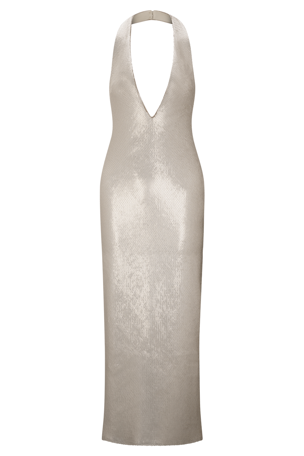 Carnation Sequin Halter Midi Dress - Gold