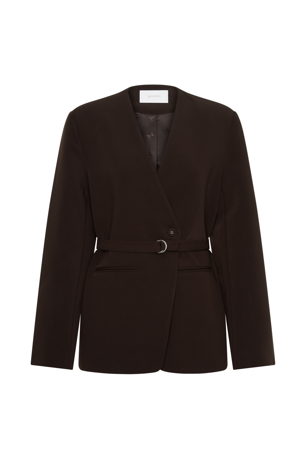 Darcie Drop Shoulder Suiting Blazer - Dark Chocolate