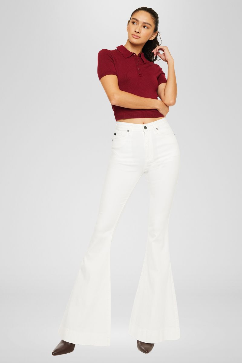 Women's High Rise Super Flare Jeans - White - view 3