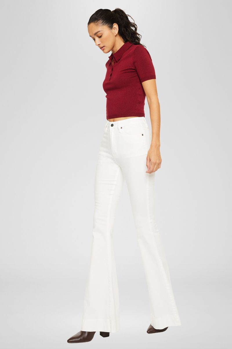 Women's High Rise Super Flare Jeans - White - view 6