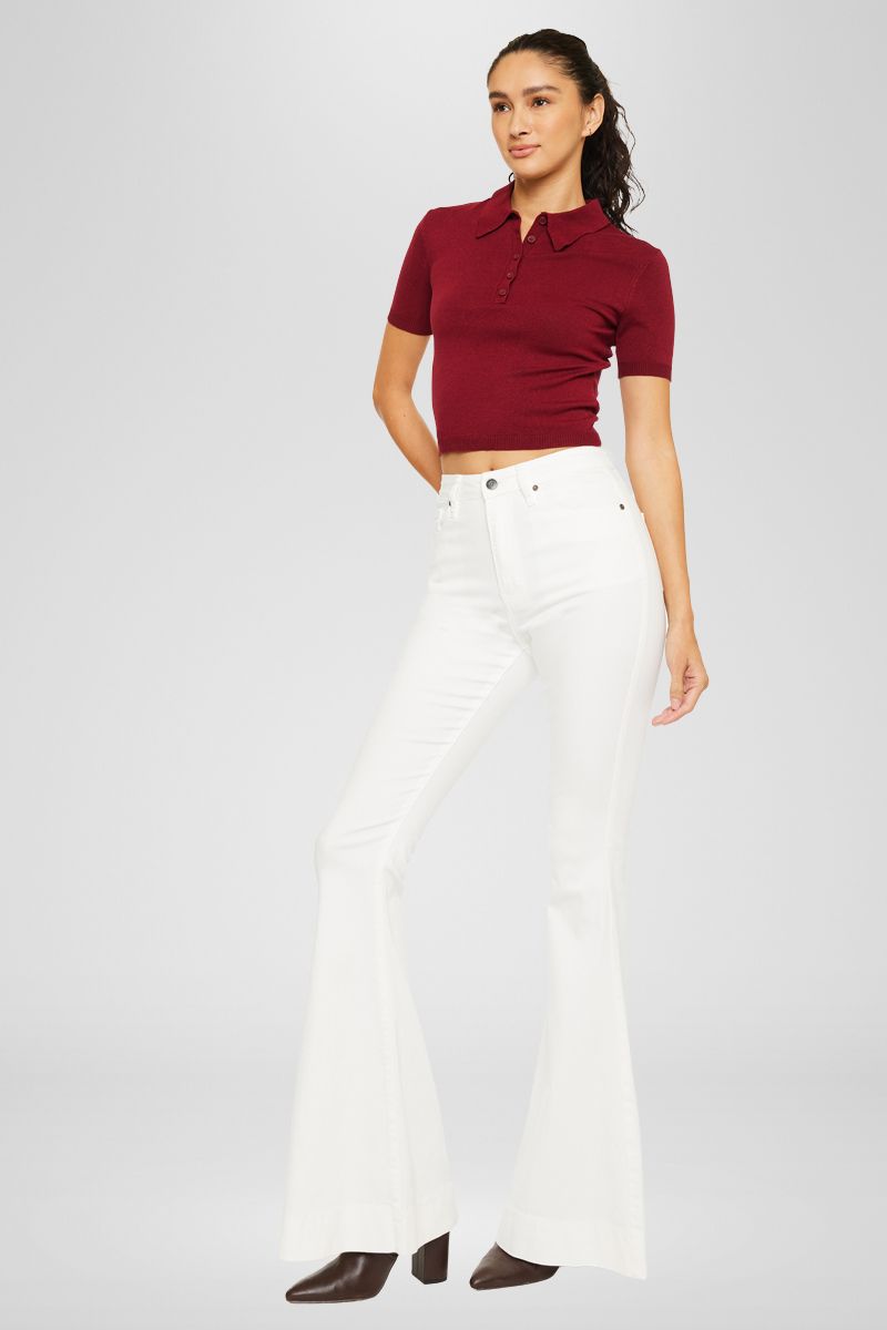 Women's High Rise Super Flare Jeans - White - view 5
