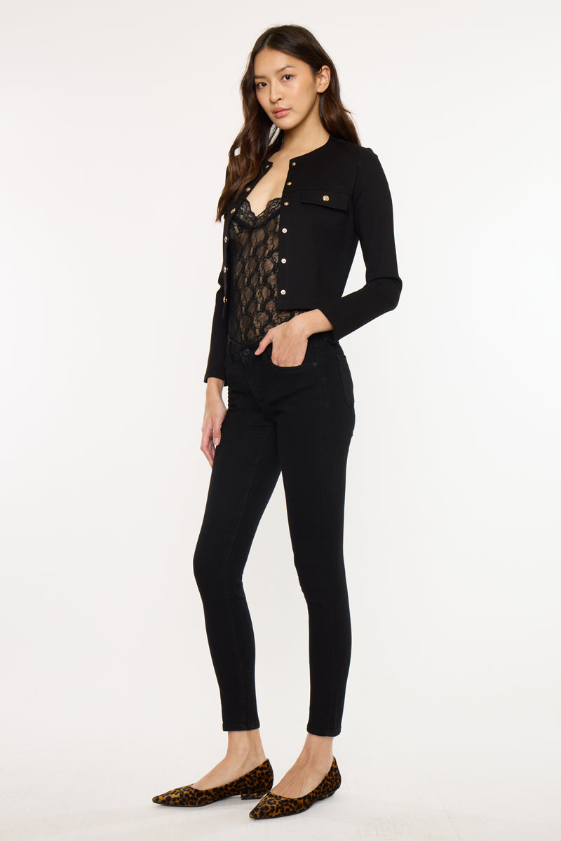 Women's Mid Rise Super Skinny Jeans - Black - view 3