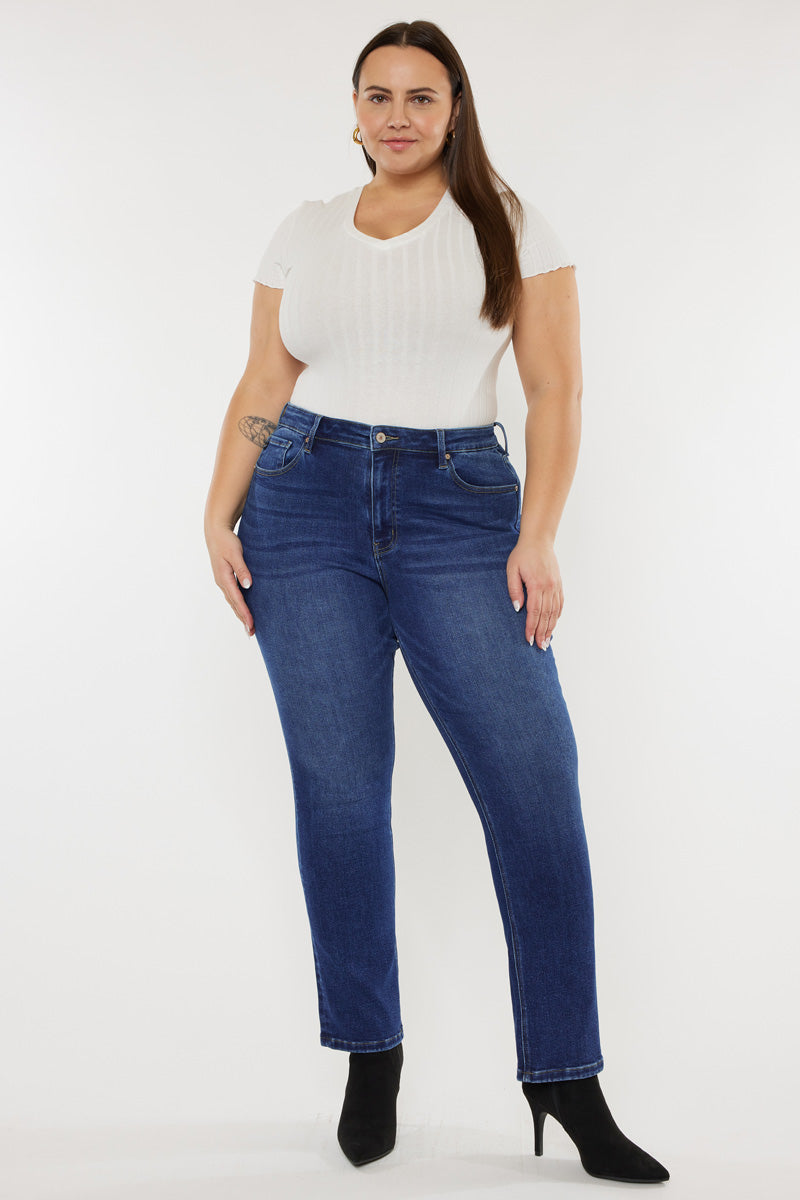 Plus Size Women's High Rise Slim Straight Jeans - view 10