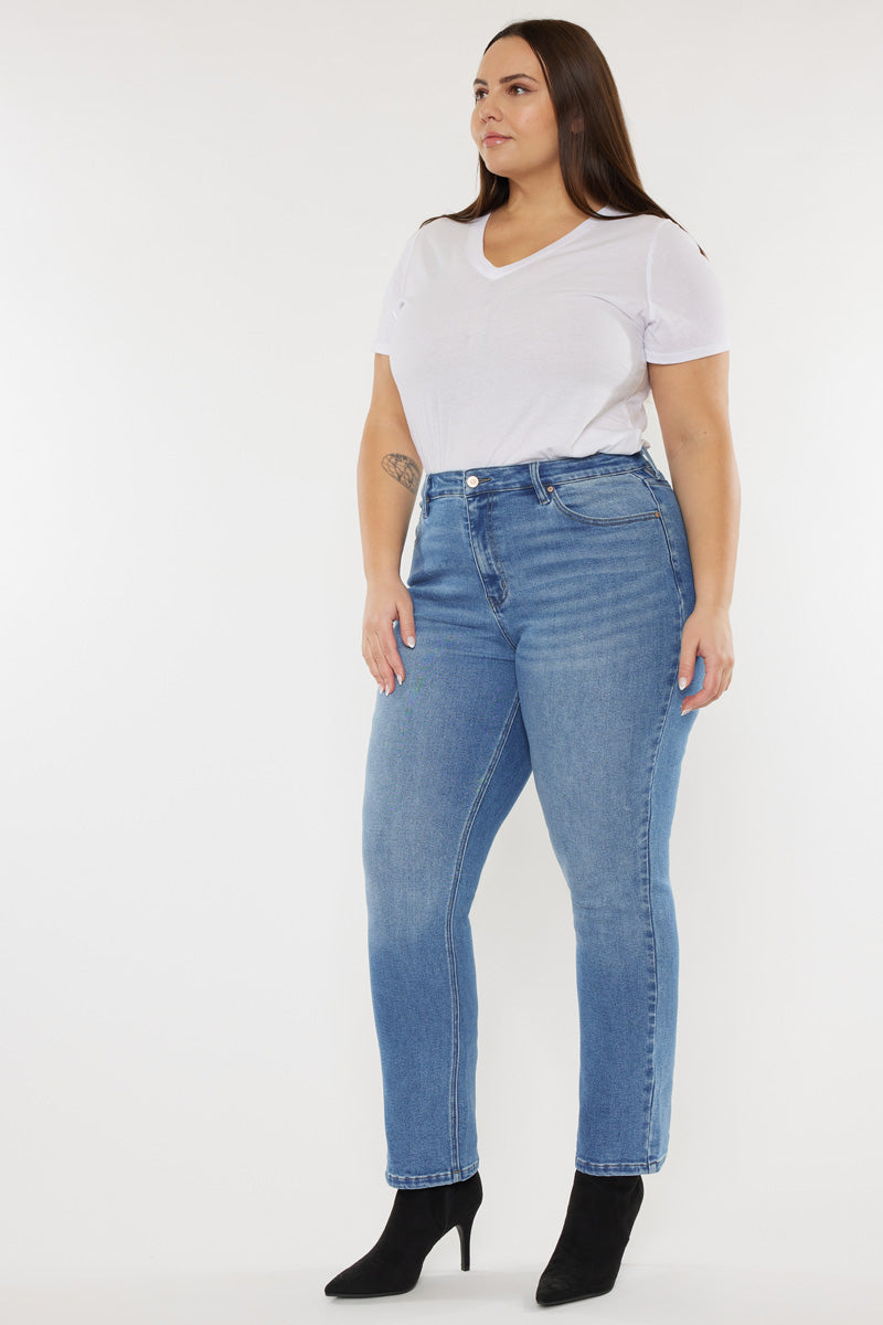 Plus Size Women's High Rise Slim Straight Jeans - view 3