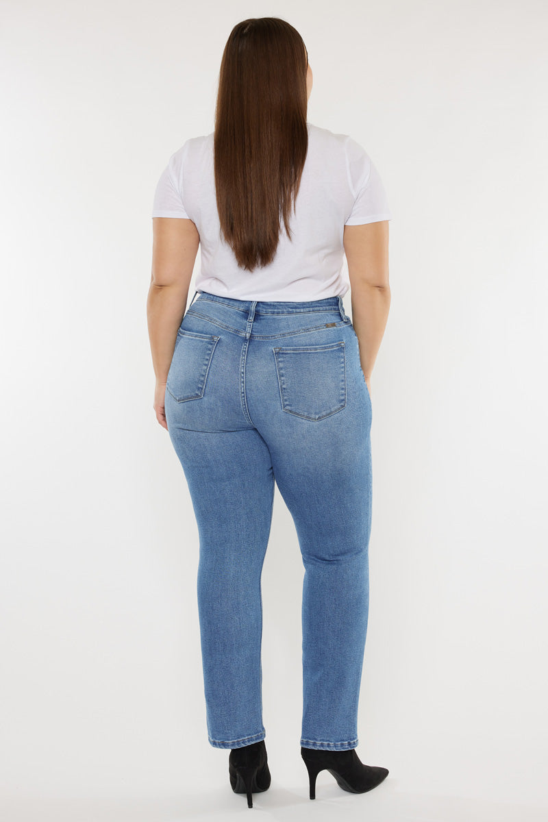 Plus Size Women's High Rise Slim Straight Jeans - view 2