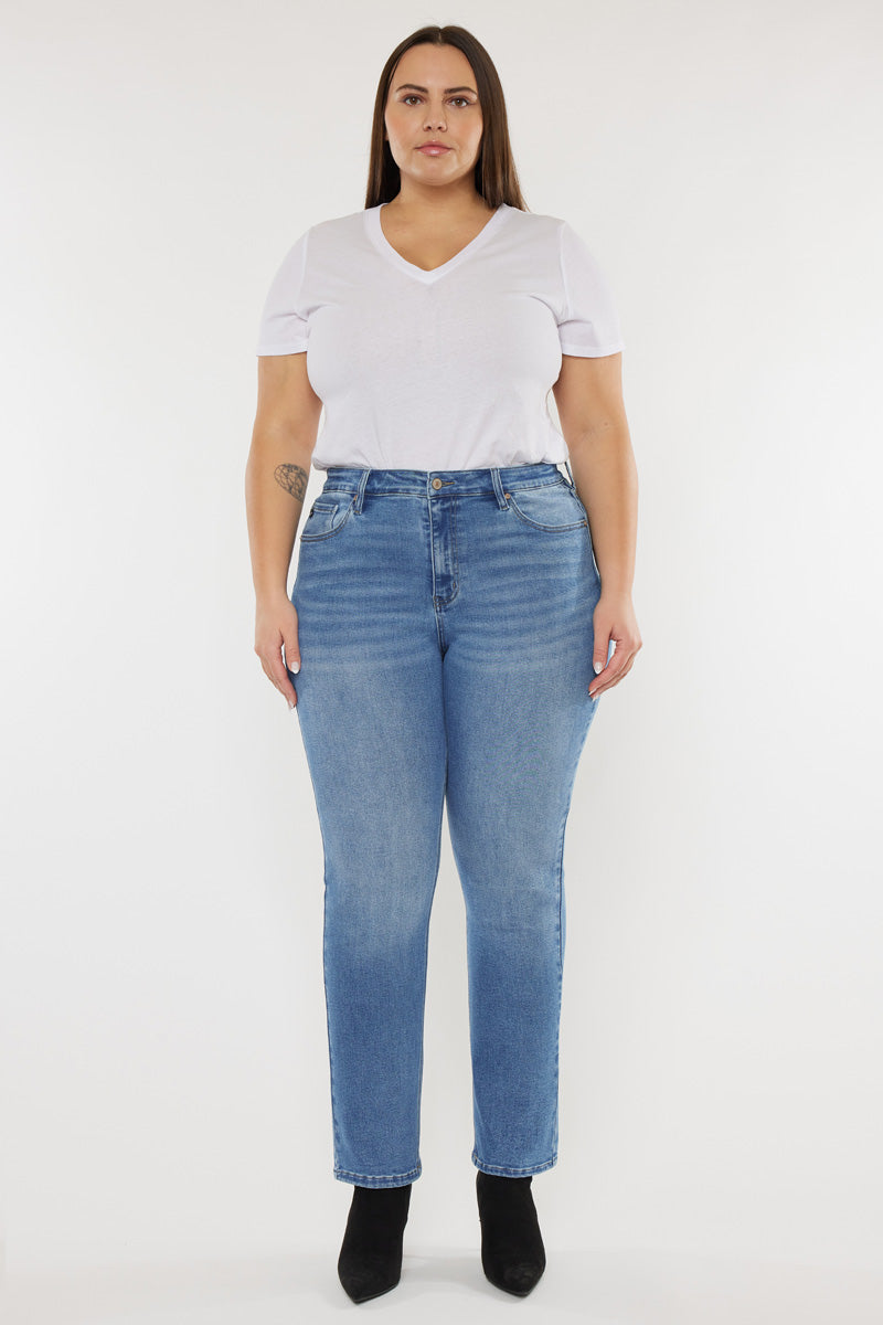 Plus Size Women's High Rise Slim Straight Jeans - view 8