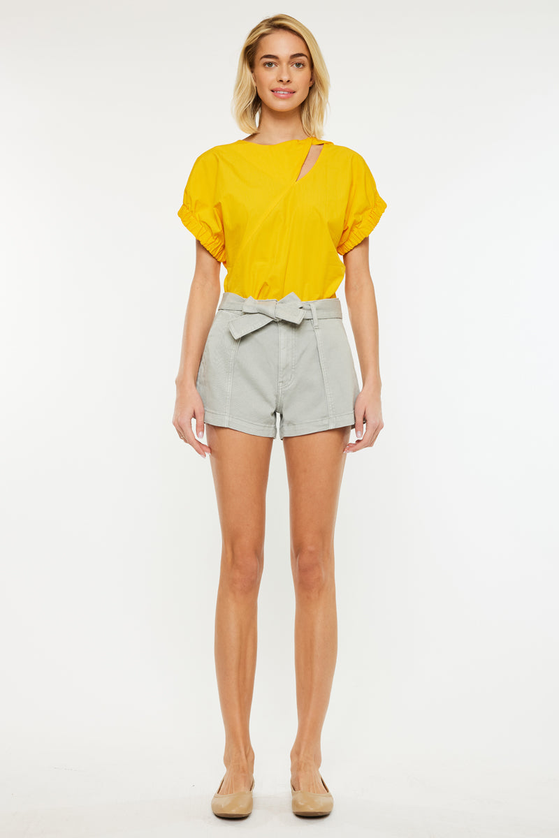 Women's High Rise Denim Shorts - Green - view 5