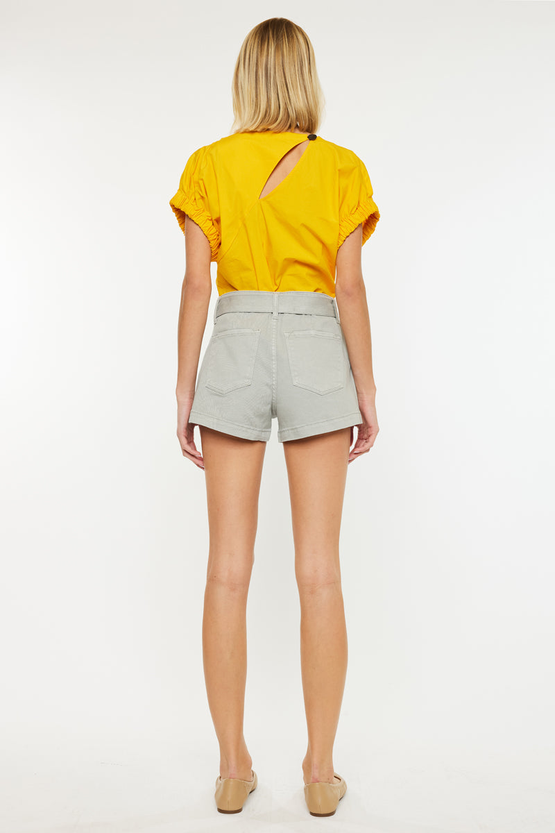 Women's High Rise Denim Shorts - Green - view 6