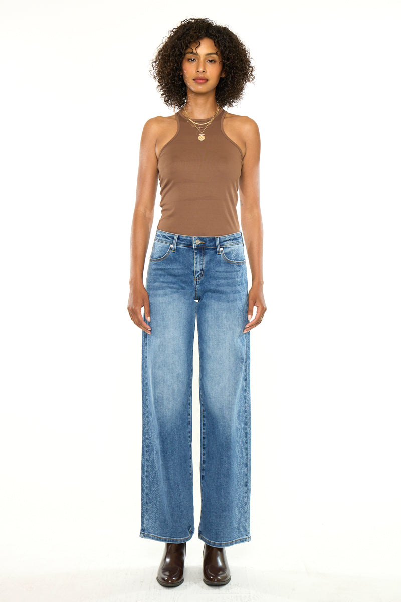 Women's Mid Rise Wide Leg Jeans - Medium Wash - view 6