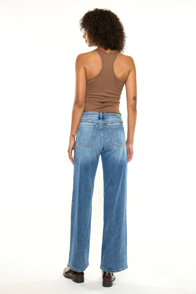 Women's Mid Rise Wide Leg Jeans - Medium Wash - view 2