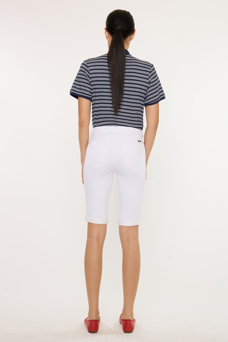 Women's Mid Rise Bermuda Denim Shorts - White - view 7