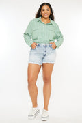 Plus Size Women's High Rise Mom Denim Shorts - Light Wash