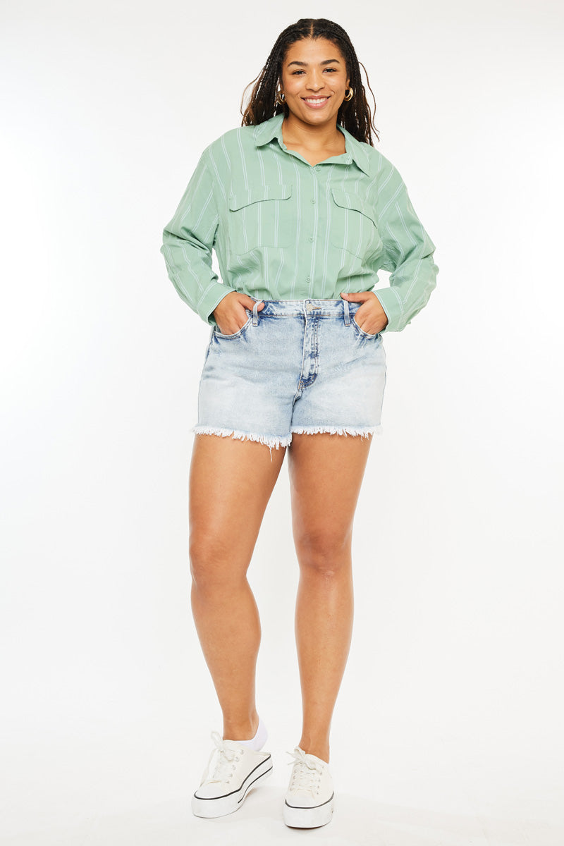 Plus Size Women's High Rise Mom Denim Shorts - Light Wash