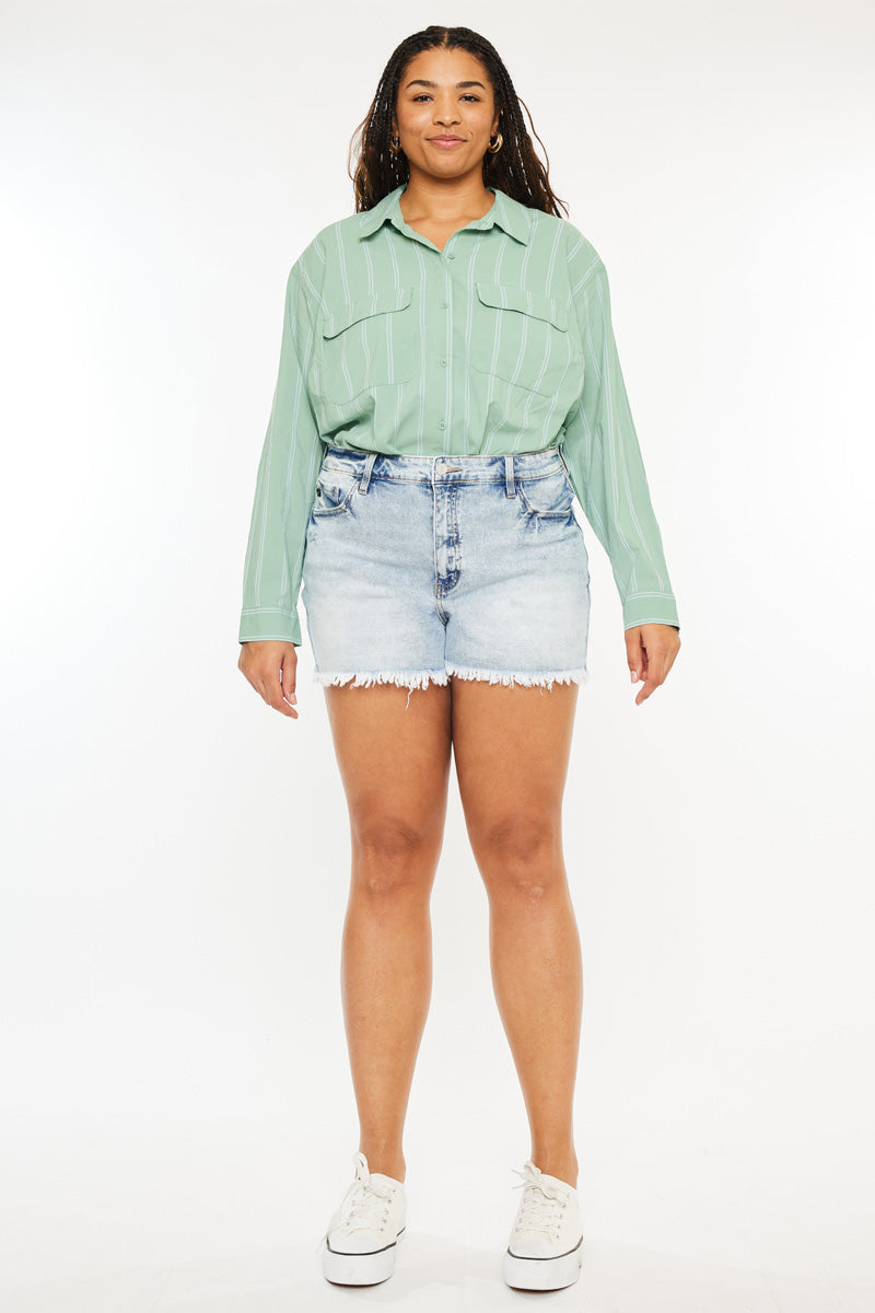 Plus Size Women's High Rise Mom Denim Shorts - Light Wash - view 3