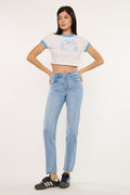 Women's High Rise Straight Jeans - Medium Wash - Medium Wash (Style 87)