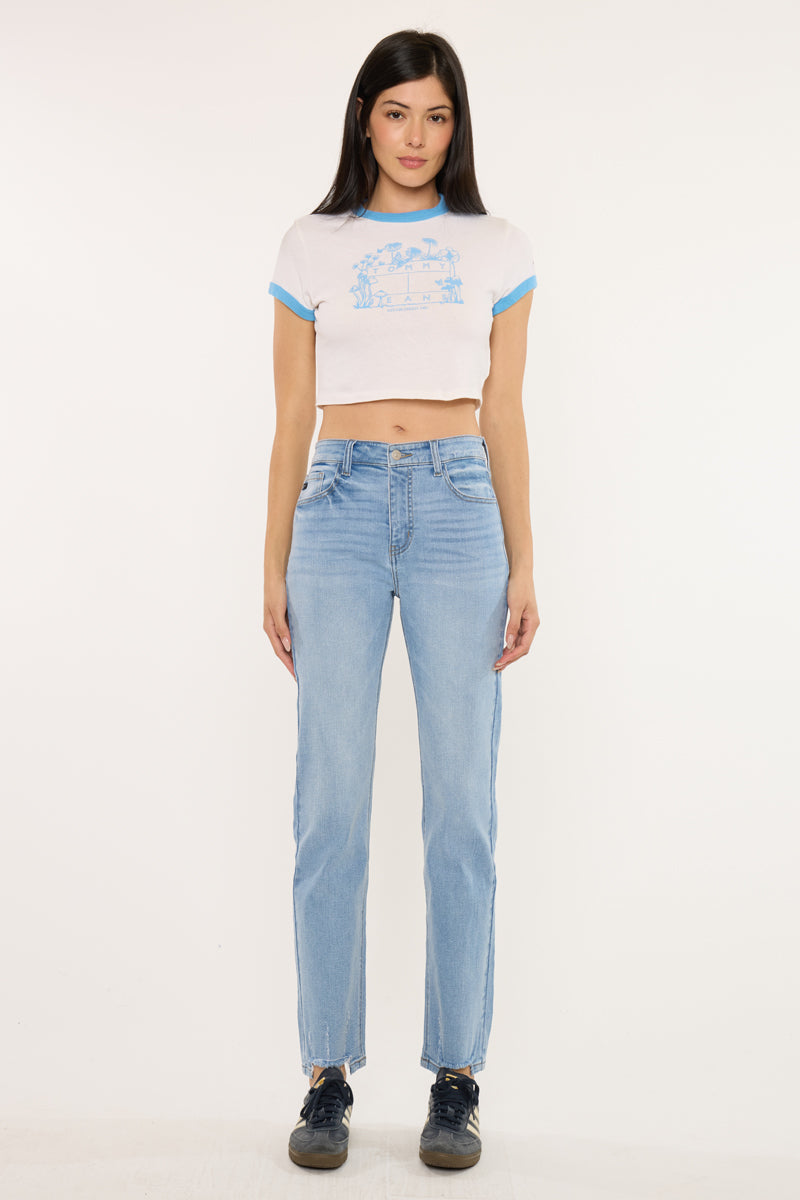 Women's High Rise Straight Jeans - Medium Wash - Medium Wash (Style 87) - view 5