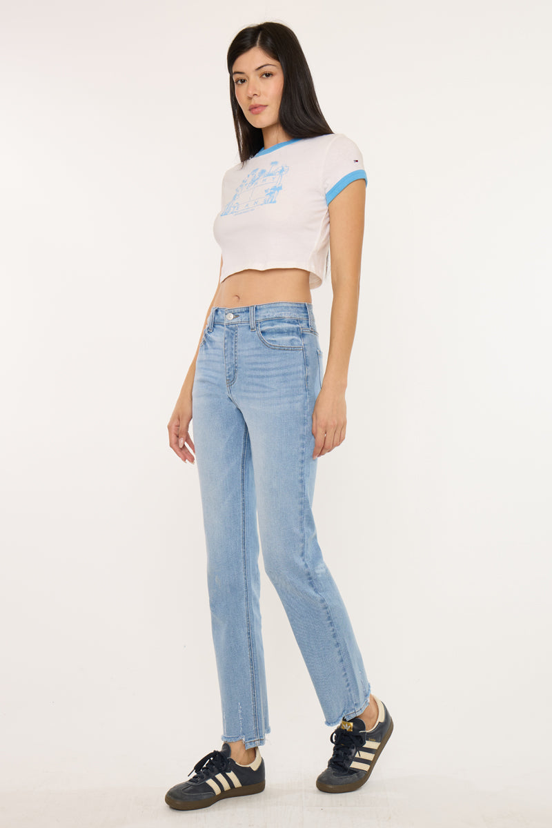 Women's High Rise Straight Jeans - Medium Wash - Medium Wash (Style 87) - view 4