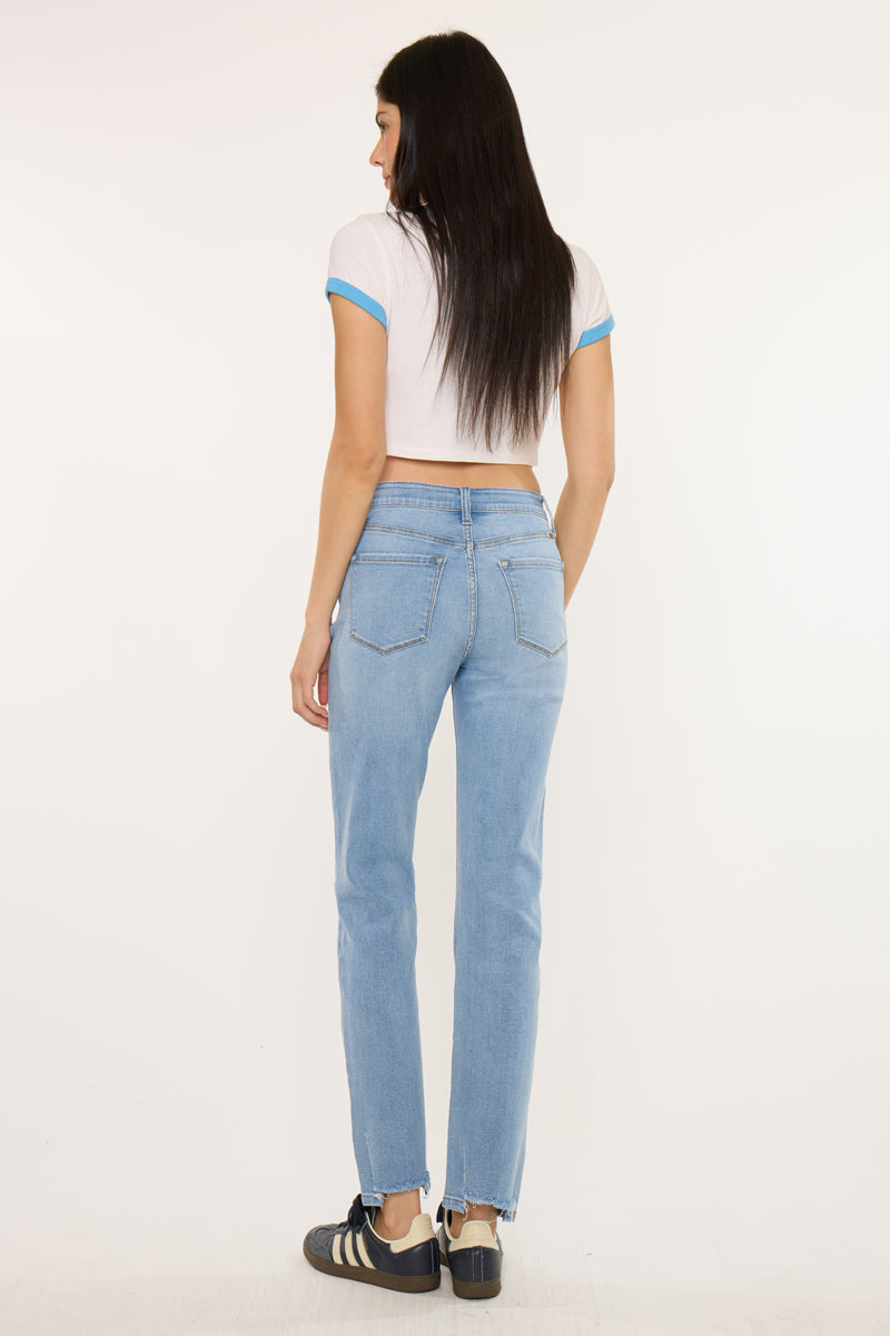 Women's High Rise Straight Jeans - Medium Wash - Medium Wash (Style 87) - view 2