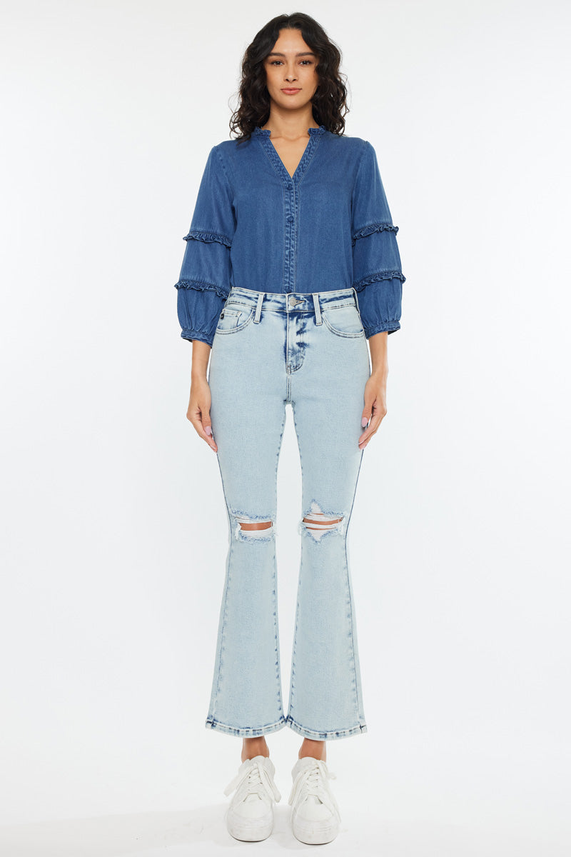 Women's High Rise Bootcut Jeans - Acid Wash