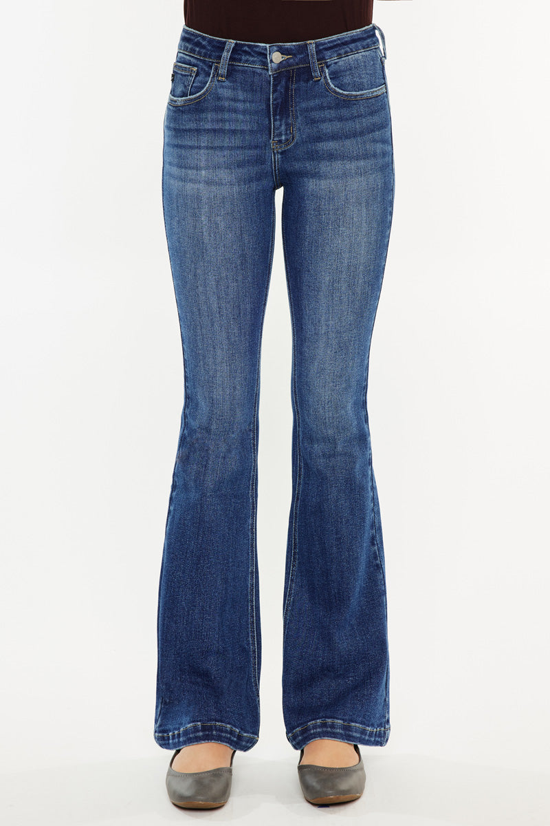 Women's Mid Rise Flare (Petite) Jeans - Medium Wash - view 6