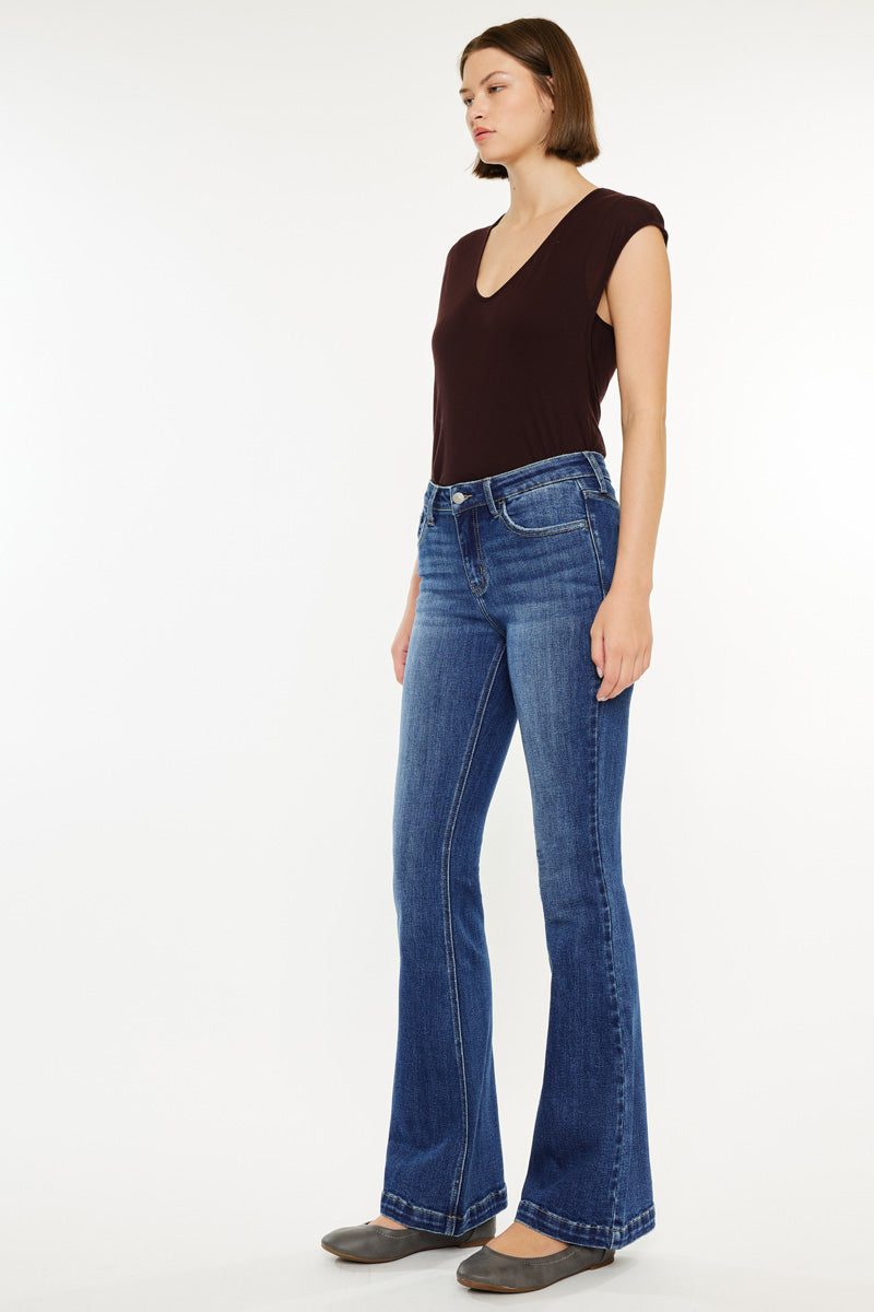 Women's Mid Rise Flare (Petite) Jeans - Medium Wash - view 4