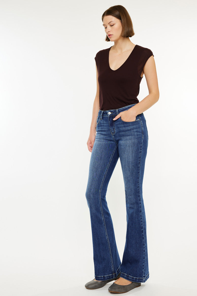 Women's Mid Rise Flare (Petite) Jeans - Medium Wash - view 3