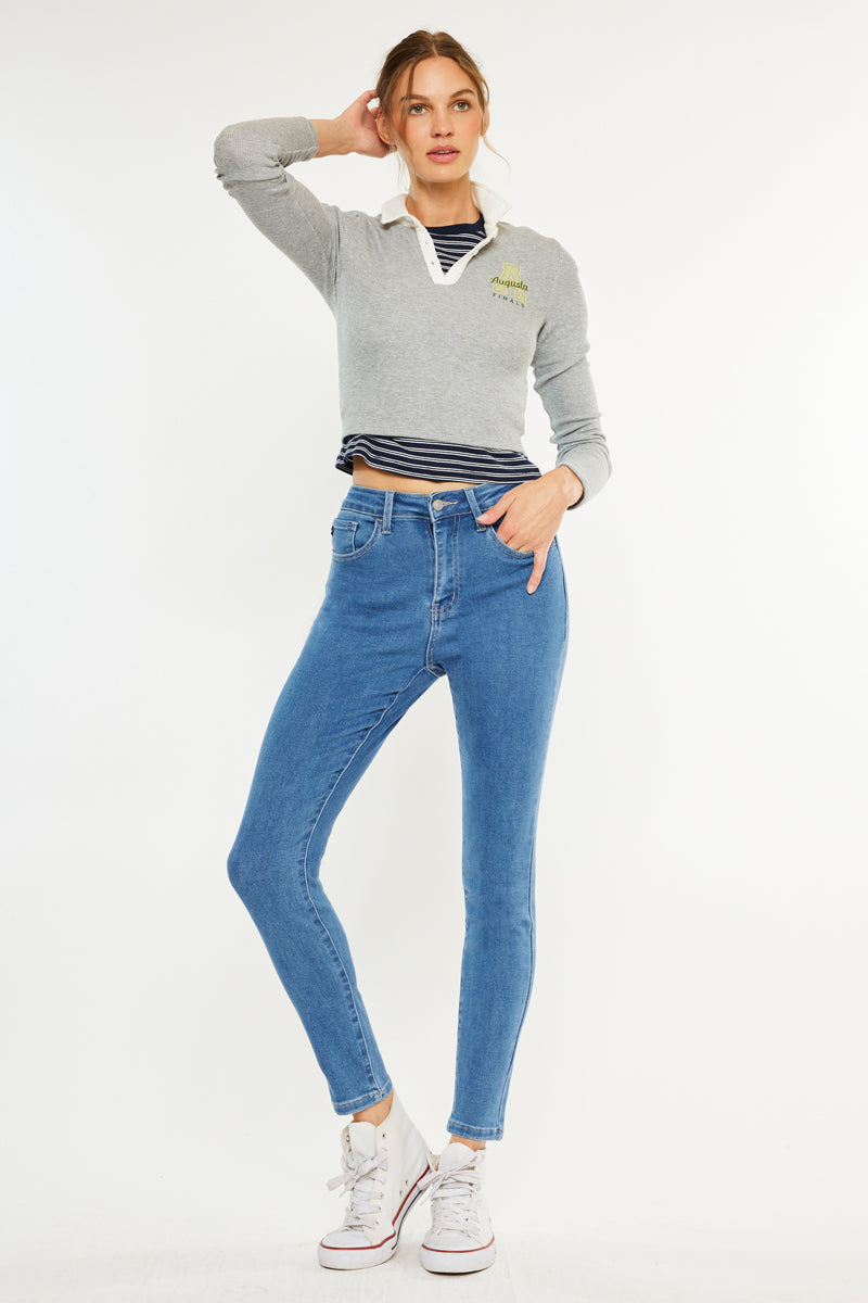 Women's High Rise Ankle Skinny Jeans - Dark Wash / Light Wash - view 10