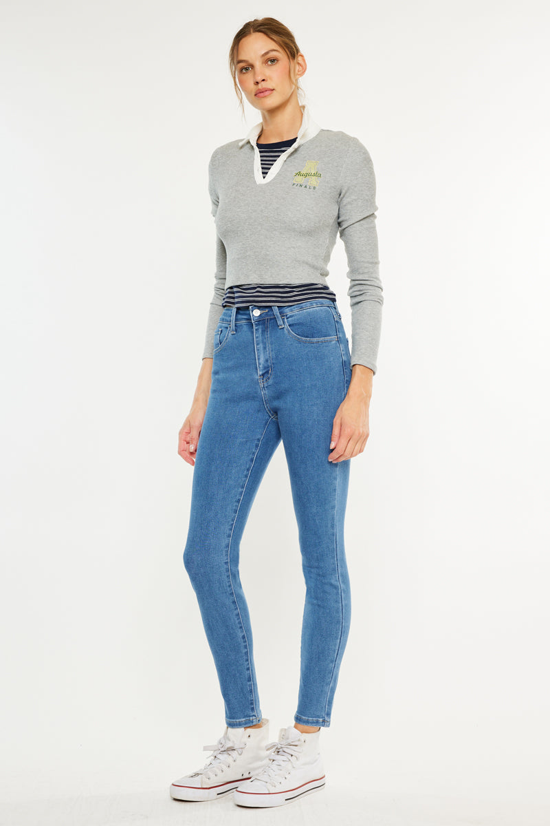 Women's High Rise Ankle Skinny Jeans - Dark Wash / Light Wash - view 11