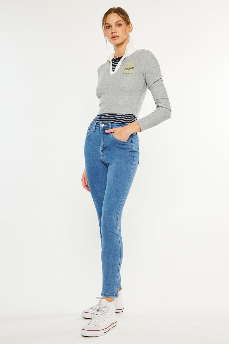 Women's High Rise Ankle Skinny Jeans - Dark Wash / Light Wash - view 12