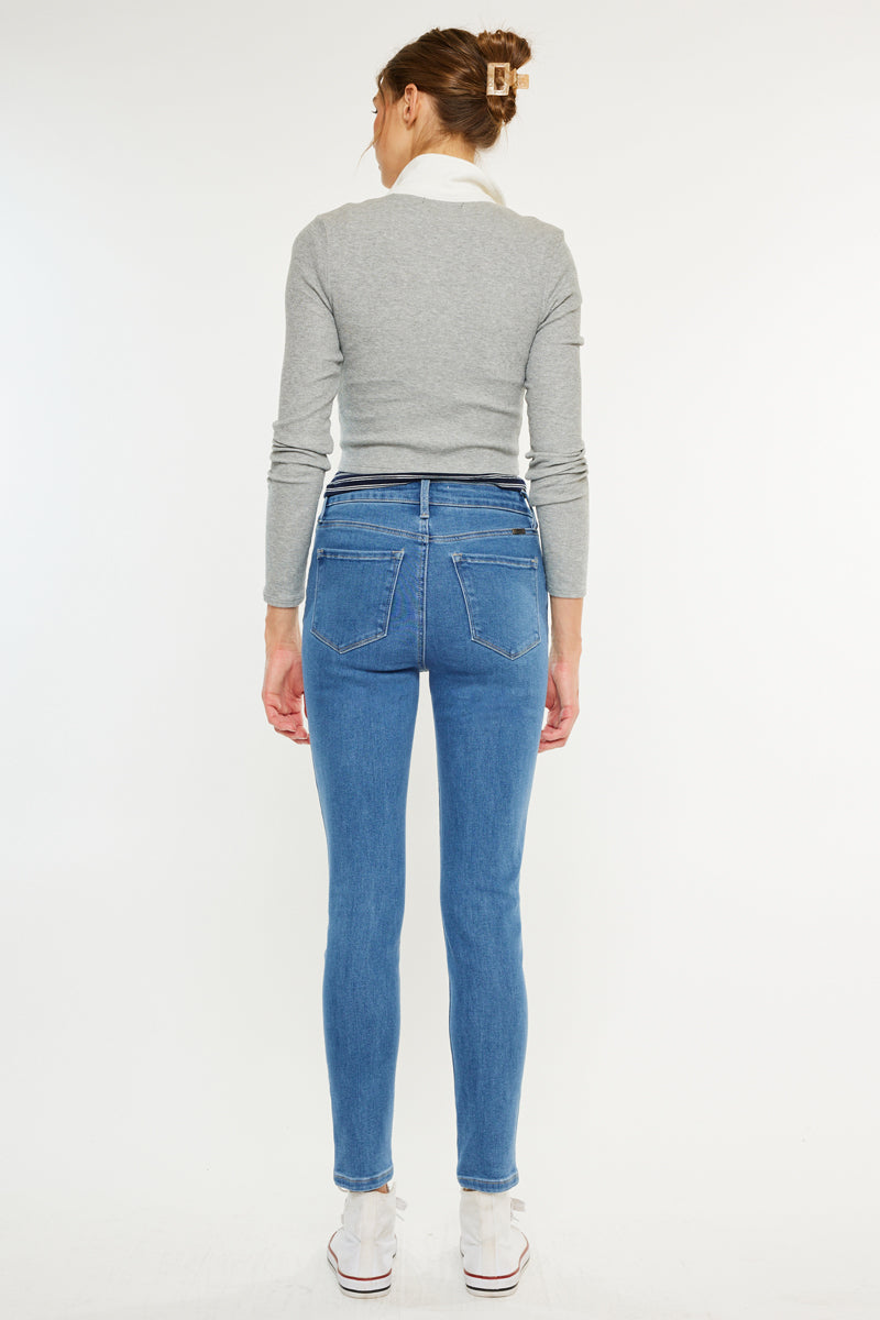 Women's High Rise Ankle Skinny Jeans - Dark Wash / Light Wash - view 14