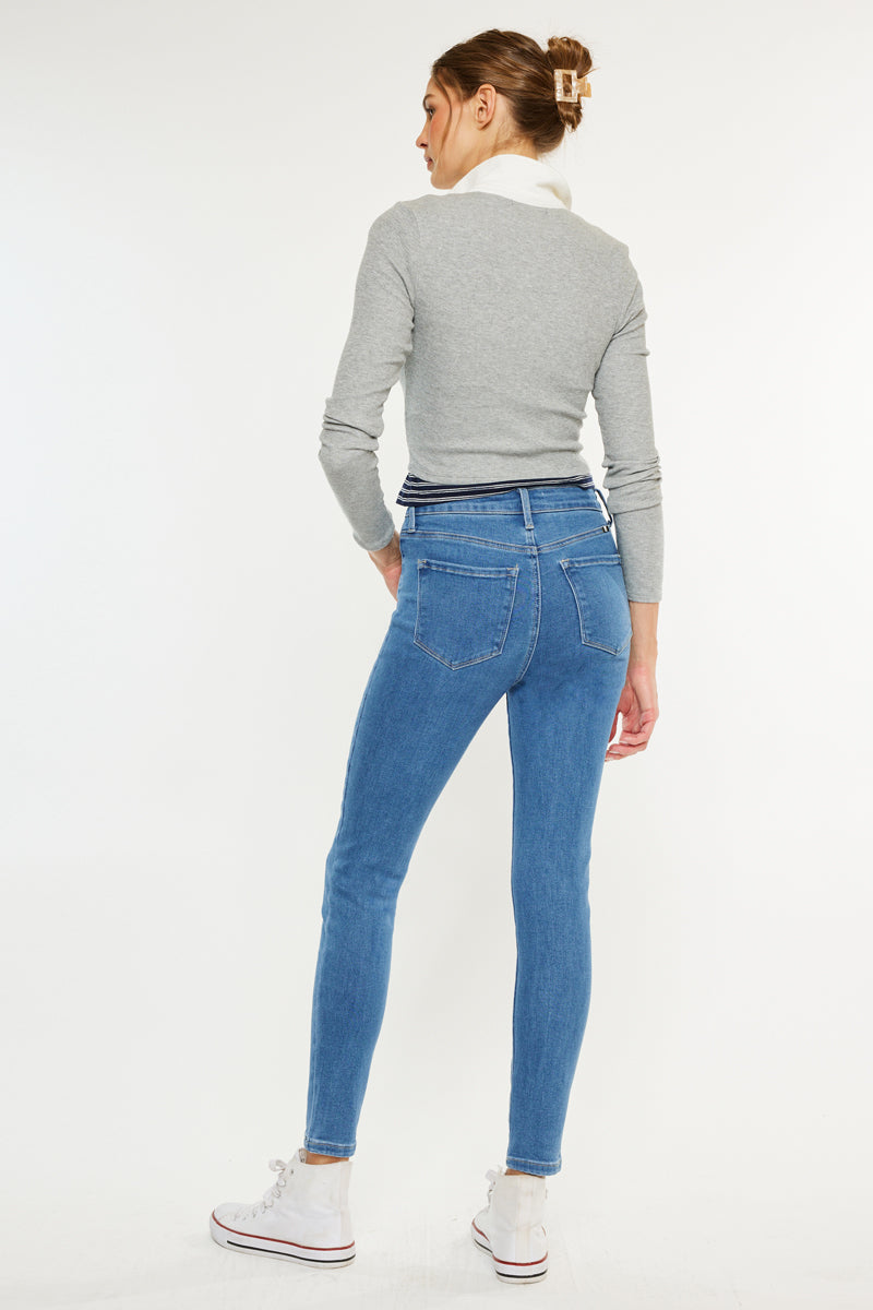 Women's High Rise Ankle Skinny Jeans - Dark Wash / Light Wash - view 9